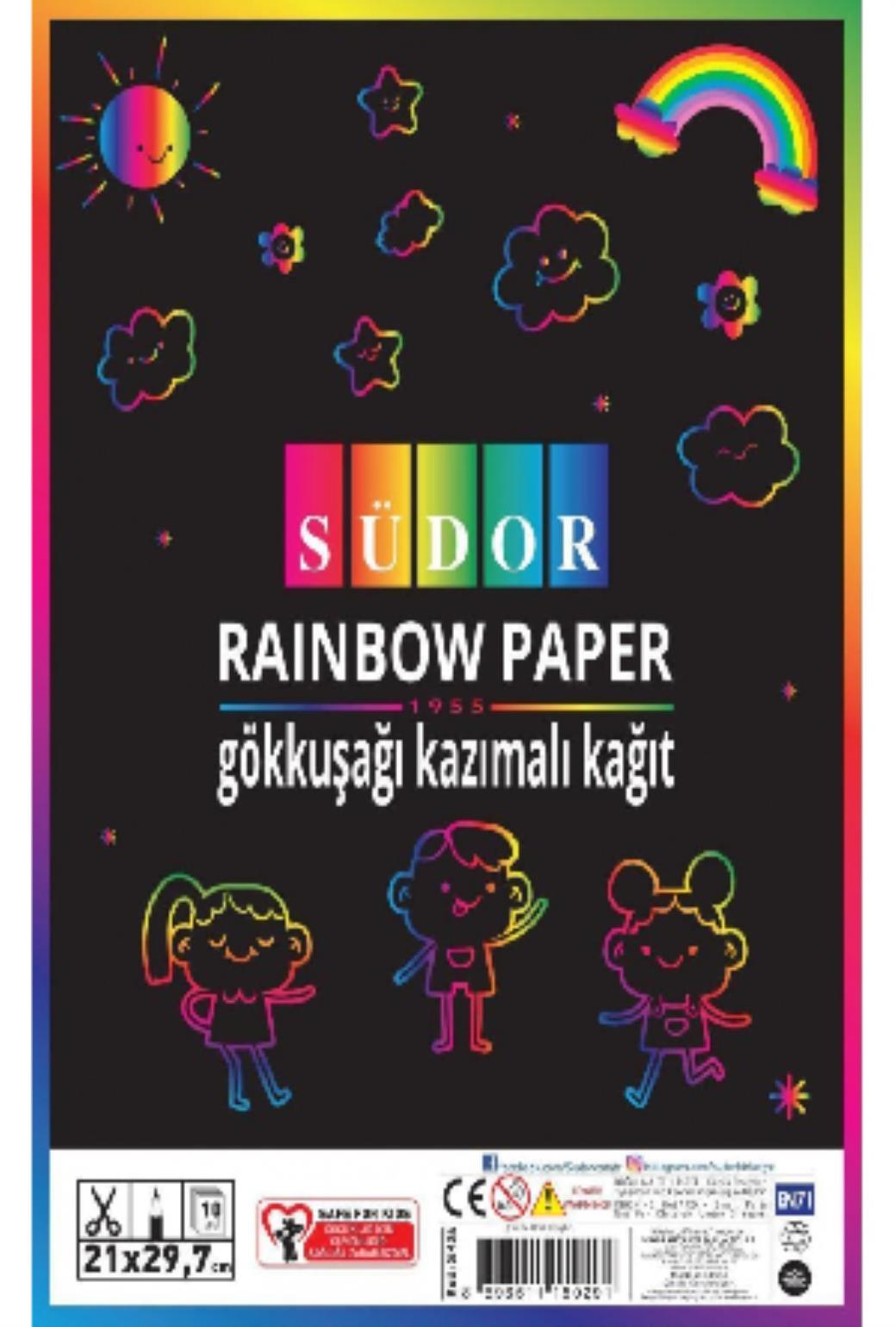 Südor Gökkuşağı Kazımalı A4 Kağıt (10 Adet)