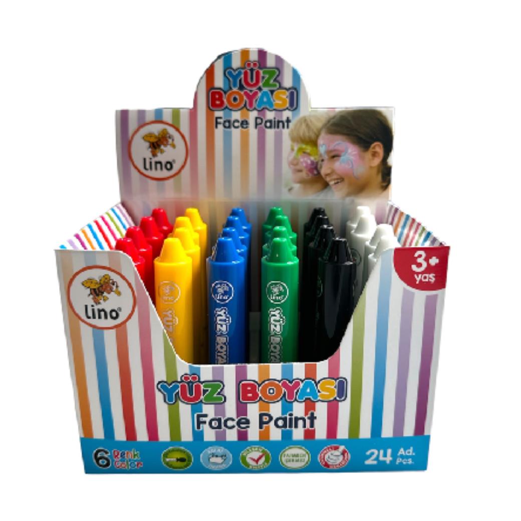 Lino Yüz Boyası 6 Renk 24lü (Yıkanabilir)