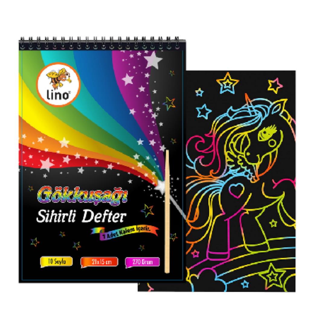 Lino Sihirli Defter A5 10 Yaprak (Gökkuşağı Kazıma)
