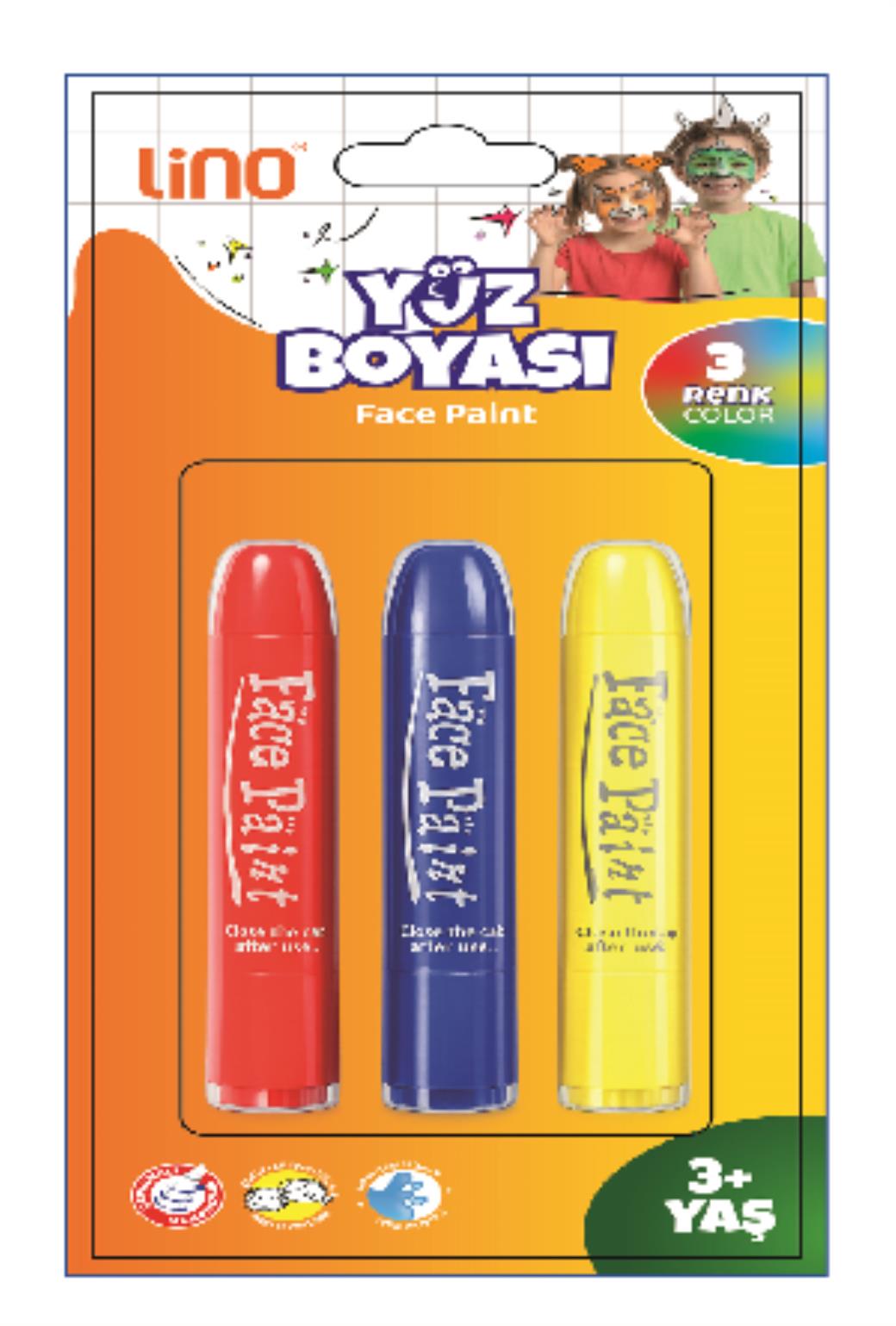 Lino Yüz Boyası 3 Renk 3lü (Yıkanabilir)