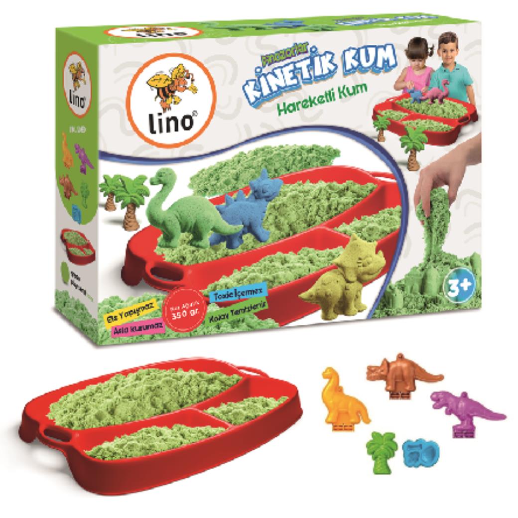Lino Kinetik Kum Seti Kale Dinazorlar (350gr Kum+Tepsi+6 Kalıp)