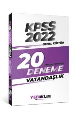 Yediiklim 2022 KPSS Genel Kültür Vatandaşlık Tamamı Çözümlü 20 Deneme Sınavı (İADESİZ)