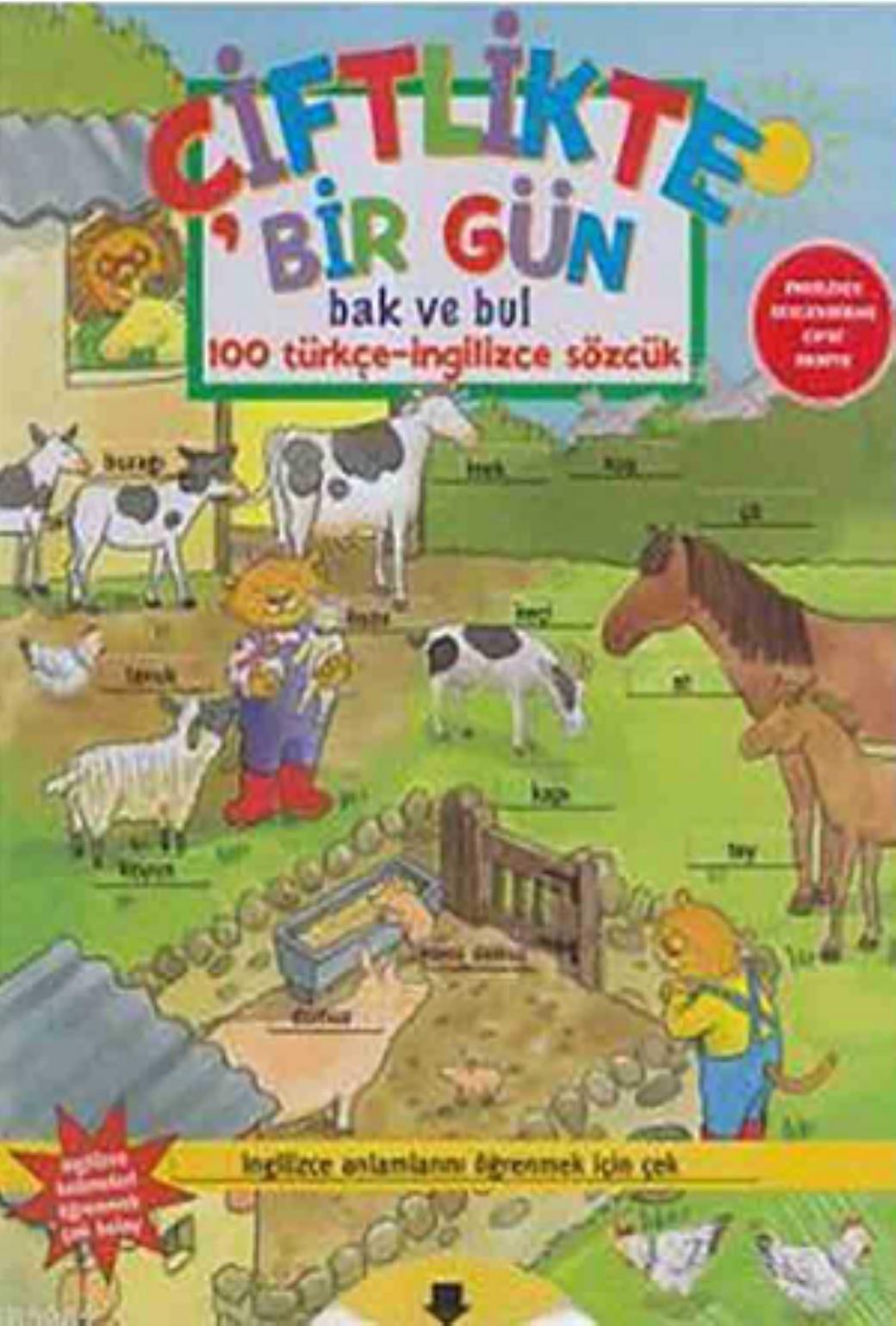 Çiftlikte Bir Gün Bak ve Bul (100 Türkçe İngilizce)