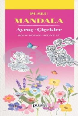 Puslu Mandala Ayraç Çiçekler (Boya Kopar Hediye Et)