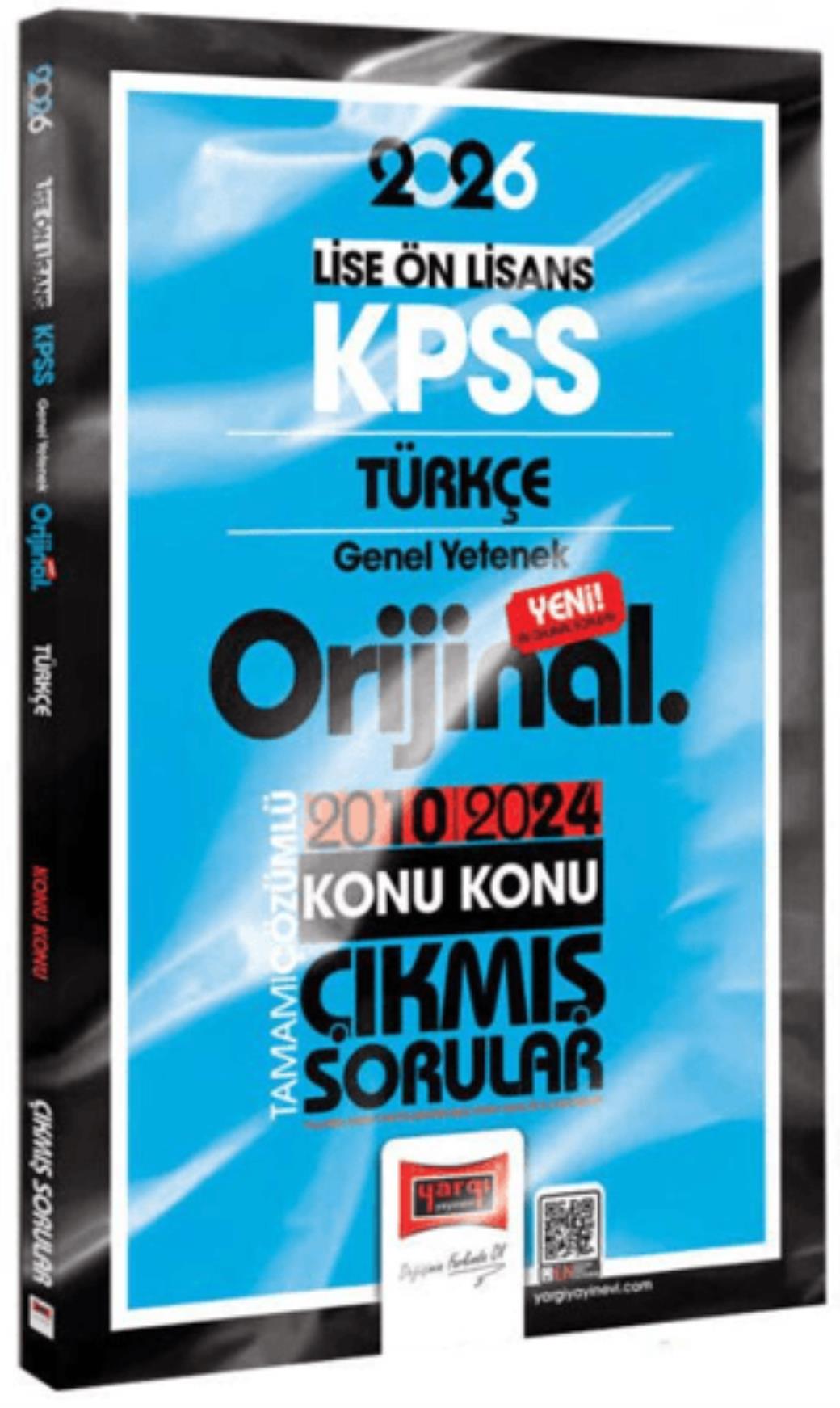 Yargı 2026 KPSS Lise-Önlisans Türkçe Orijinal 2010-2024 Konu Konu Çıkmış Sorular
