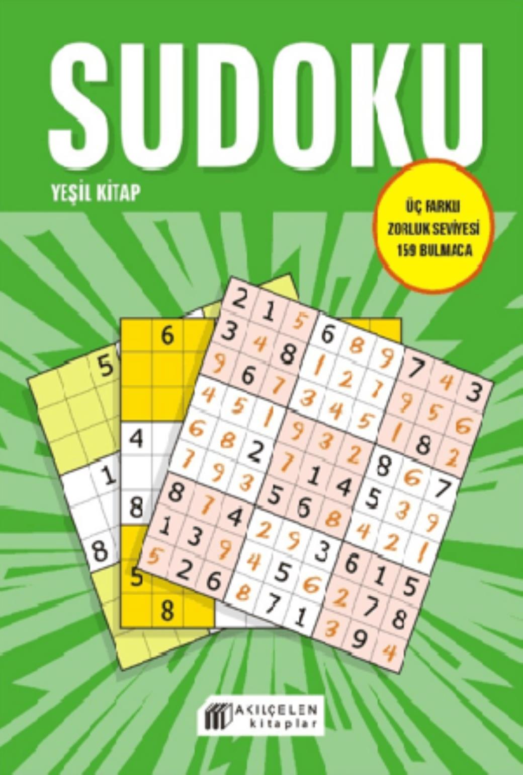 Sudoku Yeşil Kitap Üç Farklı Zorluk Seviyesi 159 Bulmaca