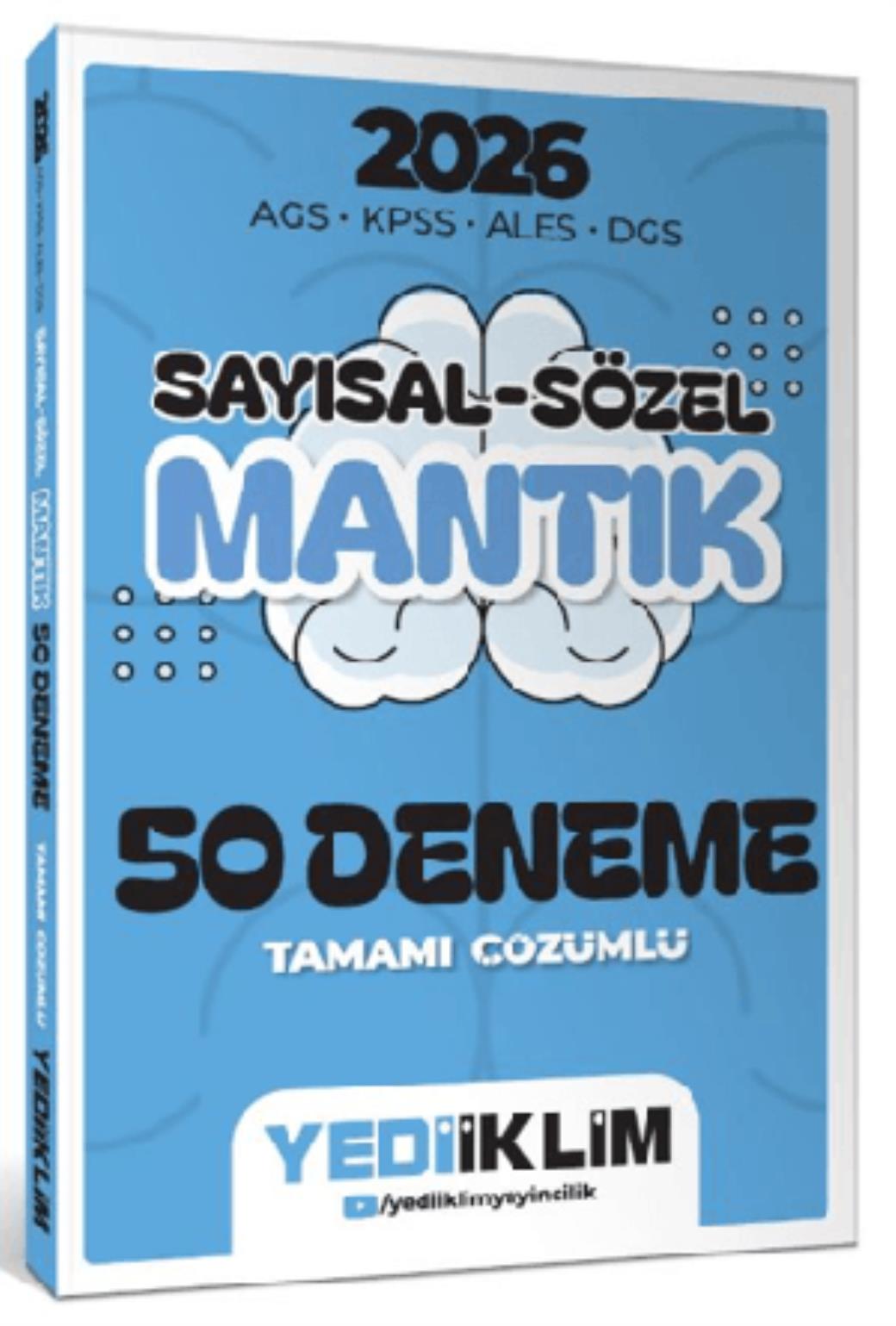 Yediiklim 2026 AGS KPSS ALES DGS Sayısal Sözel Mantık Tamamı Çözümlü 50 Deneme