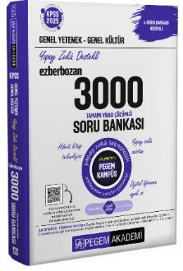 2025 Pegem KPSS GYGK Ezberbozan 3000 Tamamı Çözümlü Soru Bankası