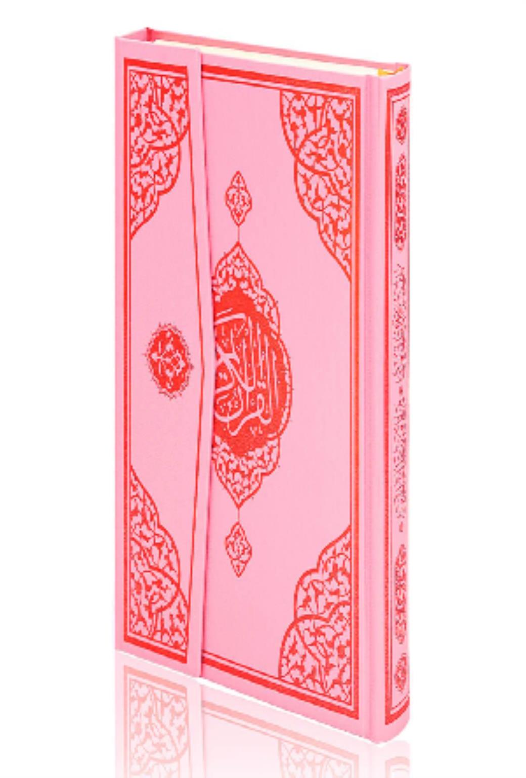 Rahle Boy Bilgisayar Hatlı Arapça Mıklepli Kuranı Kerim Pembe Renk