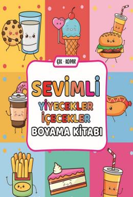 Sevimli Yiyecekler İçecekler Boyama Kitabı
