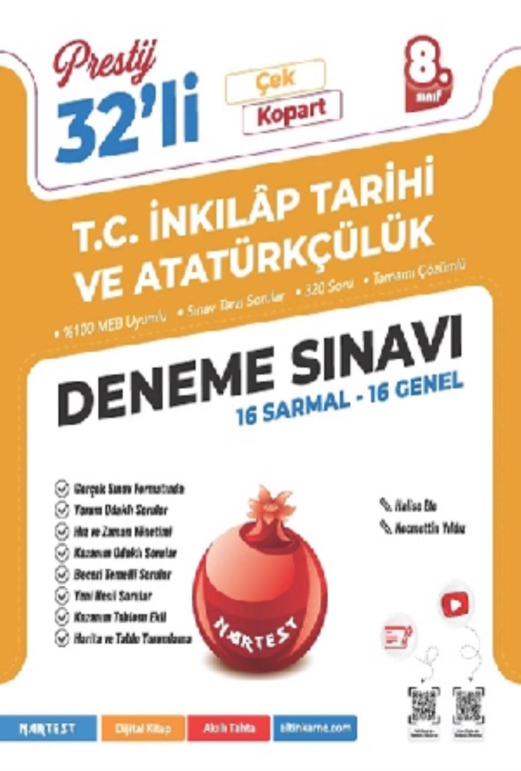Nartest 8.Sınıf Prestij T.C İnkılap Tarihi Ve Atatürkçülük 32 Deneme Sınavı